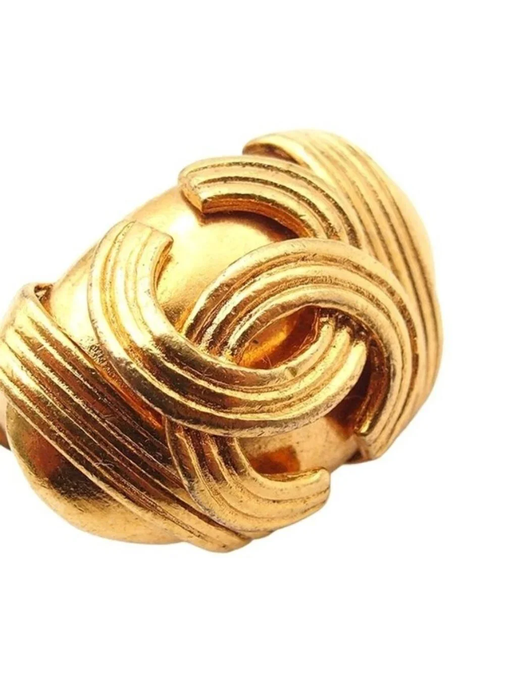 Chanel Earrings Gold Metal CC Logo Vintage Costume